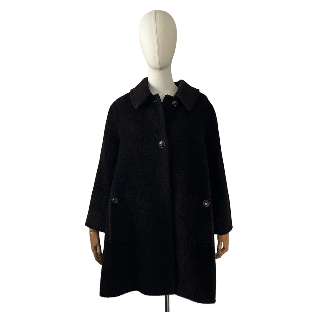 Katherine Kelly Wool Alpaca Collared Button Front Long Coat Brown Size 12 - Picture 5 of 15
